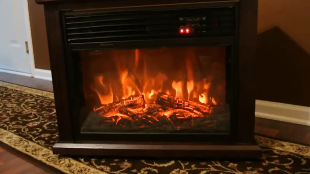 electric fireplace on the low pile carpet