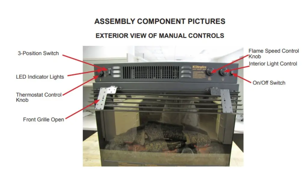 assembly component image of dimplex fireplace