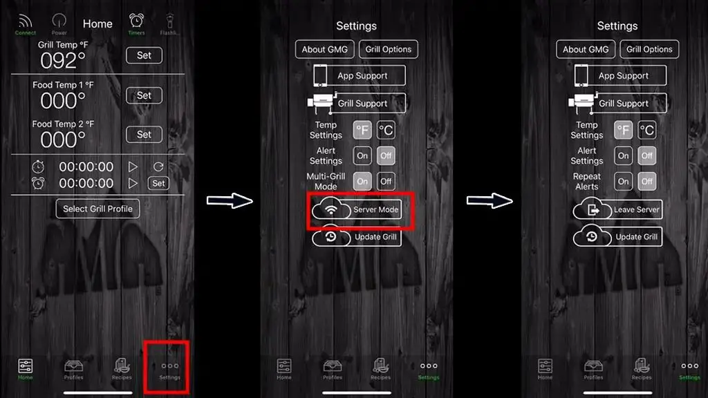 how to set up green mountain grill server mode